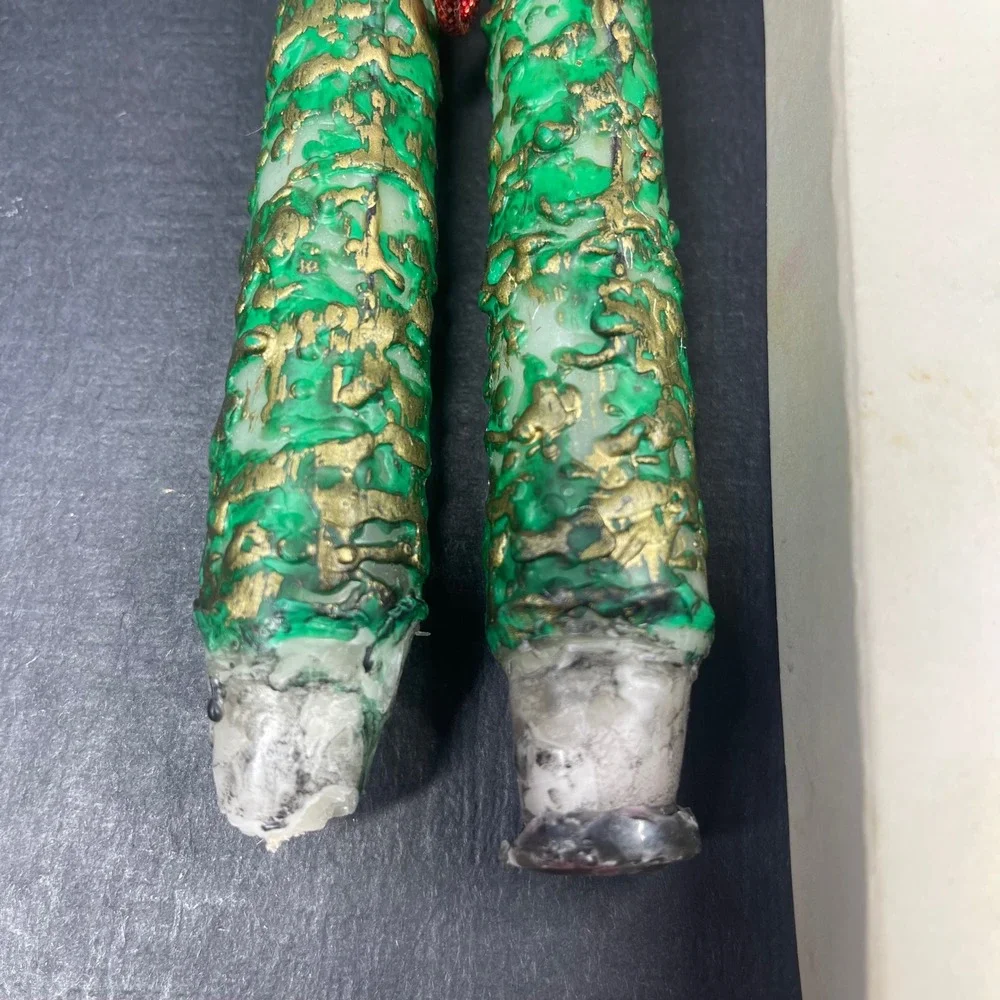 Vintage Christmas Taper Candles Gies Hand Decorated 11.5